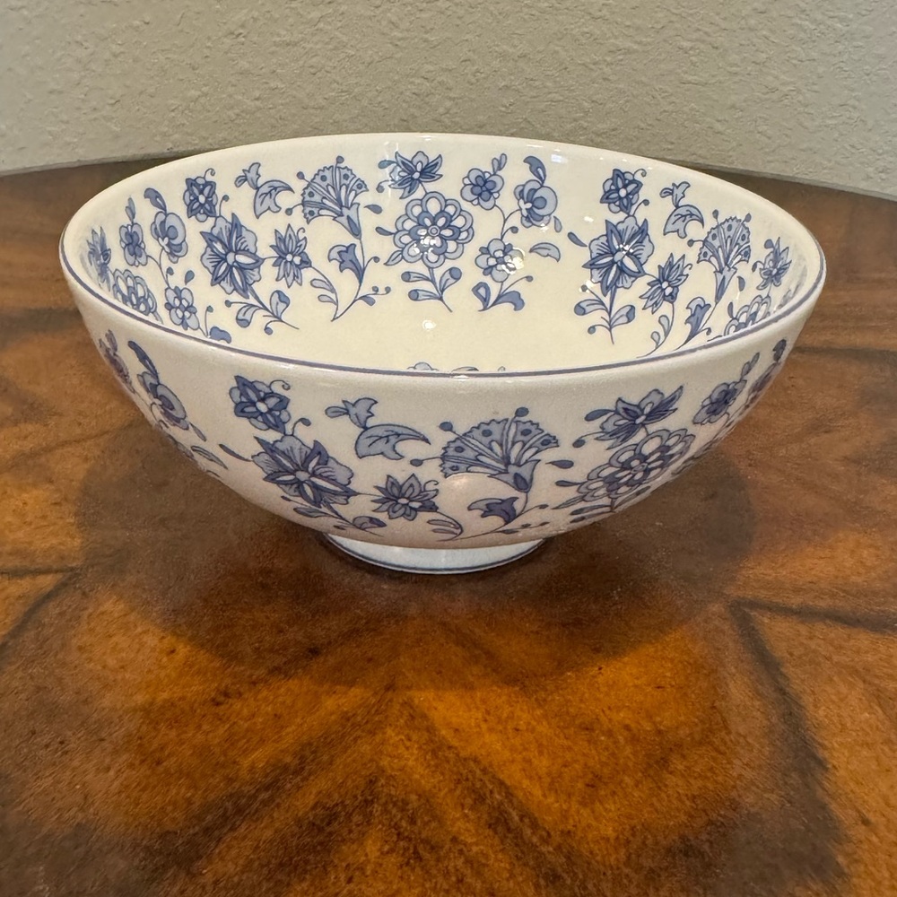 Minton Shalimar Blue and White Floral Porcelain Bowl Made In England 1974 - Picture 4 of 9
